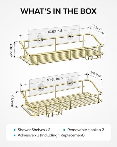 Nieifi Shower Caddy Adhesive, Shower Shelves, Shampoo Holder for Bathroom