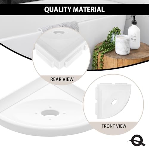Questech 5" Shower Soap Dish Shelf for Inside Shower, Lugged for New Construction, Bath Organizer for Tiled Walls, Corner Soap Holder, Metro Lugged, Bright White Matte