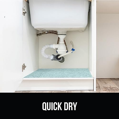 GORILLA GRIP LeakGuard Under Sink Mat for Kitchen Cabinet, 24x60 Spa Blue