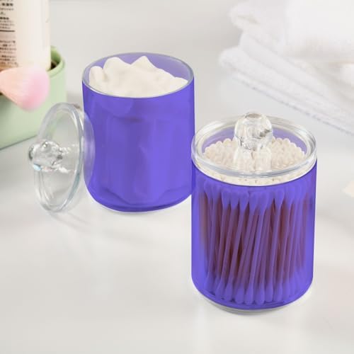 Gredecor 4 Pack Light Slate Blue Qtip Holder Organizer Dispenser Clear Bathroom Storage Canister Cotton Ball Holder Bathroom Containers for Cotton Swabs/Pads/Floss
