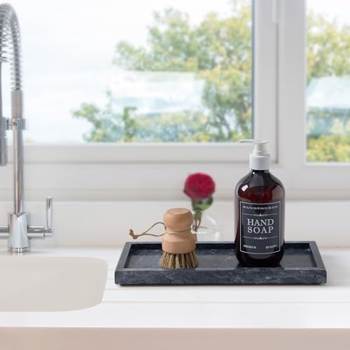 Natural Marble Vanity Tray, Stone Organizer for Bathroom & Kitchen