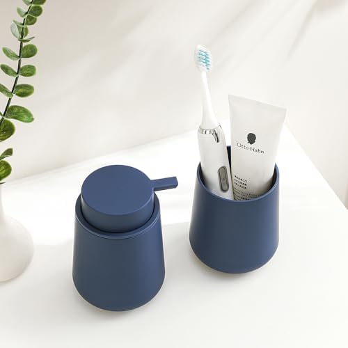 YAUKPH Bathroom Soap Dispenser and Toothbrush Holder Matte Blue