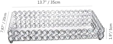 Feyarl Crystal Perfume Tray Cosmetic Vanity Makeup Tray Mirrored Jewelry Trinket Rings Earrings Organizer Storage Decorative Tray for Dresser Countertop Wedding Home Bathroom(13.7" x 7.87")