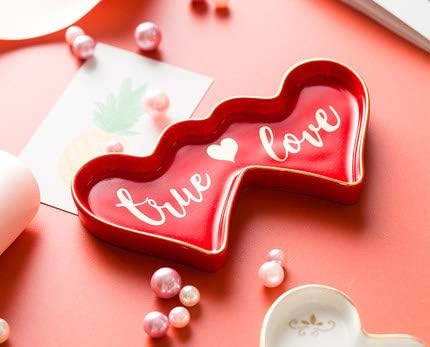 Stephanie Imports Ceramic Trinket Plate and Decorative Jewelry Dish (True Love)