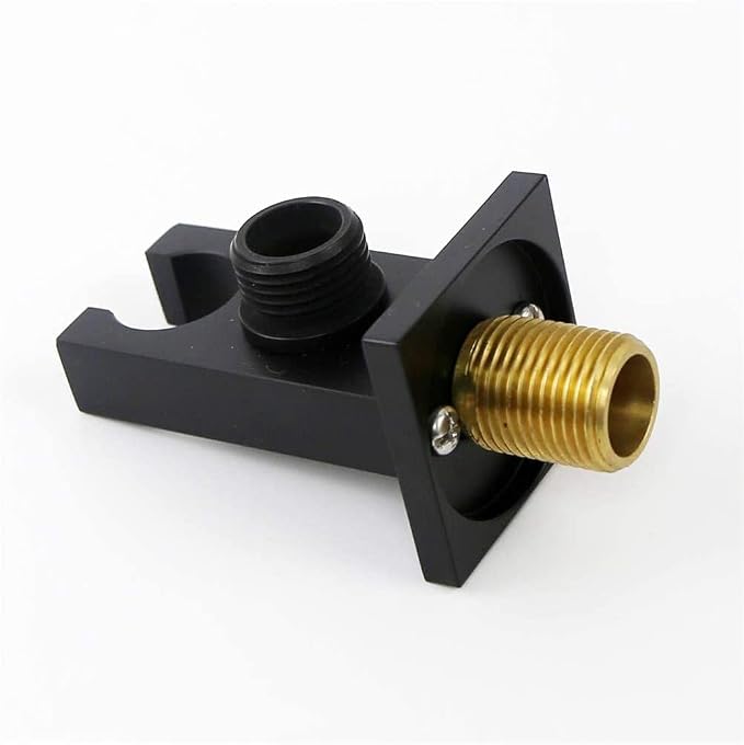 Matte Black Vintage Wall-Mounted Shower Head Holder with Hose Connector, Holds Hand Shower Head and Bidet Sprayer, Includes Wall Outlet Elbow