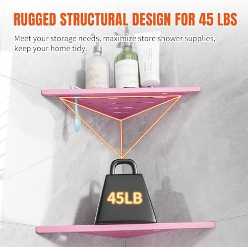 Corner Shower Shelves with Razor Hole, 10" Modern Sturdy Shower Shelves
