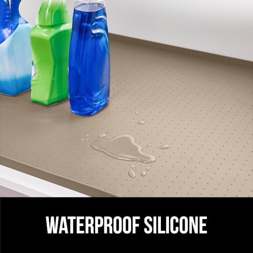 GORILLA GRIP Waterproof Silicone Under Sink Mat, Stay in Place, 19x34 Beige
