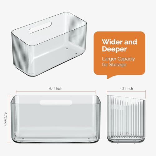 MaraFansie 4 Pack Over Cabinet Organizer Storage Lid Organizer Caddy Space Saver No Drilling Adhesive Hook Over Door Organizer, Clear Gray