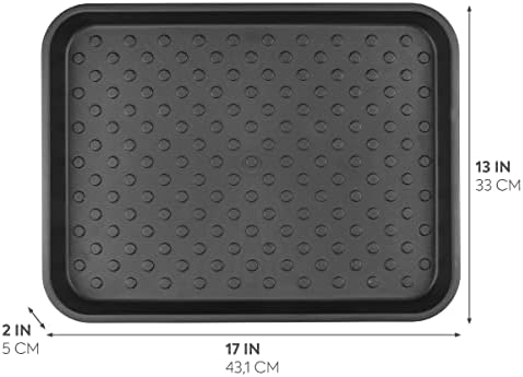 iDesign Plastic Under Sink Mat Tray for Kitchen Cabinet, Bathroom, Entryways, Office, Mudroom, College Dorm, (Set of 2), 17" X 13" X 2", Black