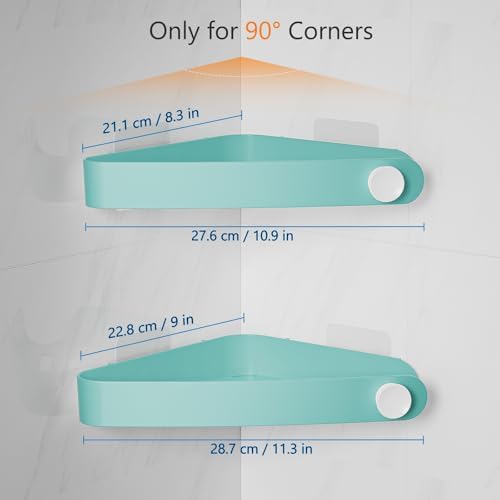 Sotfamily Plastic Shower Caddy Corner (for 90° Only), 2 Pack,Turquoise