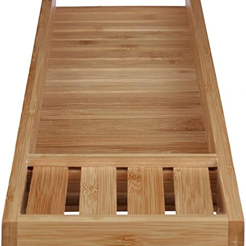 Relaxdays Bamboo Bathtub Tray with Grills, 4.5 x 70 x 14.5 cm, Bath Bridge, Shelf, Wood, Tub Caddy, Natural Brown