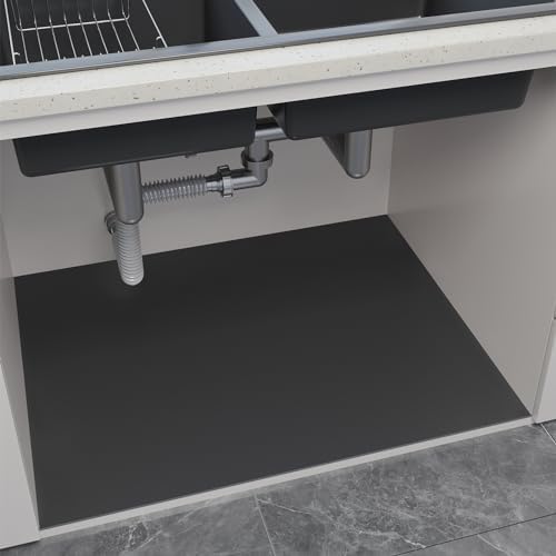 Under Sink Mats-35" x 24" (Cut-to-Fit) Absorbent Shelf Liner for Kitchen&Bathroom Cabinets | Non-Slip, Quick-Dry Cabinet Liner for Under Sink, Vanity & Utility Storage (Grey, 35''x24'')