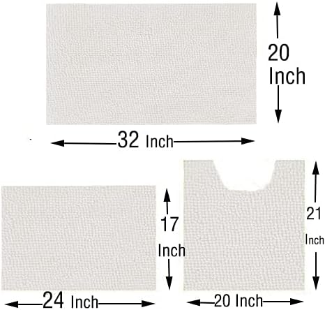 Madeals Bath Rug Set Combo - 4 Piece with Toilet Lid Cover and U-Shaped Toilet Floor Rug, White