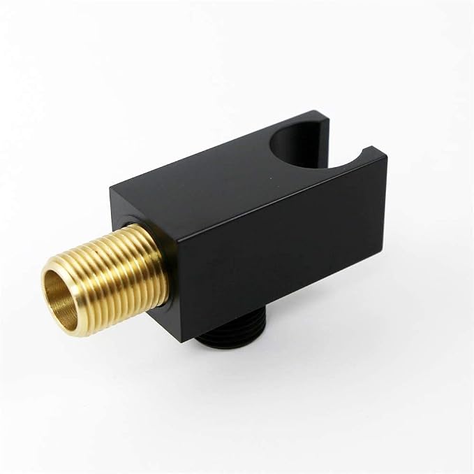 Shower Wand Holder Wall Mount Hand Held Shower Head Holder with Hose Connector for Shower System Faucet Set Shower Elbow Handheld Shower Handle Sprayer Holder Bracket Shower Hose Adapter Matte Black