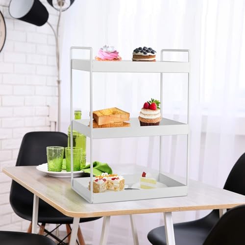 3-Tier Countertop Organizer, Bathroom Vanity Tray Makeup Storage Kitchen Spice Rack Standing Shelf Counter Storage, Metal Organizer Rack, Black