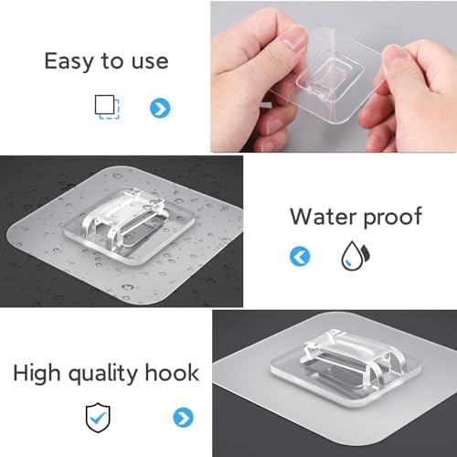 Shower Caddy Adhesive Replacement Flat, Transparent Adhesive Hooks