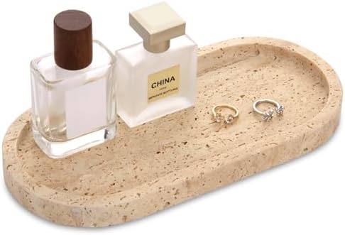 Natural Marble Tray Oval, Travertine, 10 x 5 x 0.6