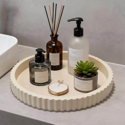 Decorative Tray for Coffee Table, 12'' Resin Round Tray for Home Decor