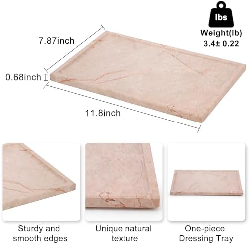 Real Luxurious Natural Marble Tray - 12x8 Inch Marble Vanity Tray