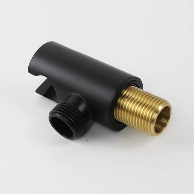 Hand Held Shower Head Holder with Hose Connector Shower Wand Holder Wall Mount Handheld Shower Handle Sprayer Holder Attachment Shower Hose Adapter Shower Elbow with Spray Head Bracket Matte Black
