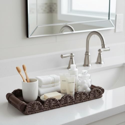 CubesLand Bathroom Toilet Paper Tray Organizer, Scalloped Decorative Tray