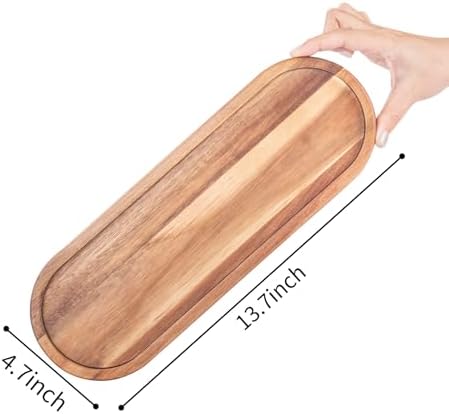 Wooden Decorative Trays 2PCS Farmhouse Wood Trays Bathroom Vanity Bathroom Counter Wood Tray Home Rustic Decor Trays, Bath Tray Countertop, Wooden Plates for Decorative Vanity Decor