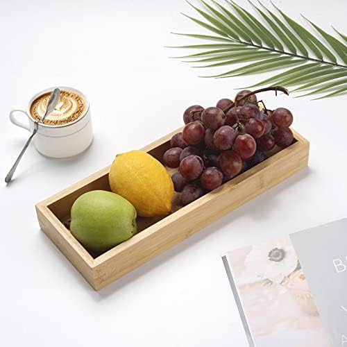 Bamboo Bathroom Tray, Bathroom Vanity Tray, Bathroom Trays for Counter, Toilet Tank Tray, Toilet Basket for Organizing (11.8 x 4.5 x 1.6 inch)