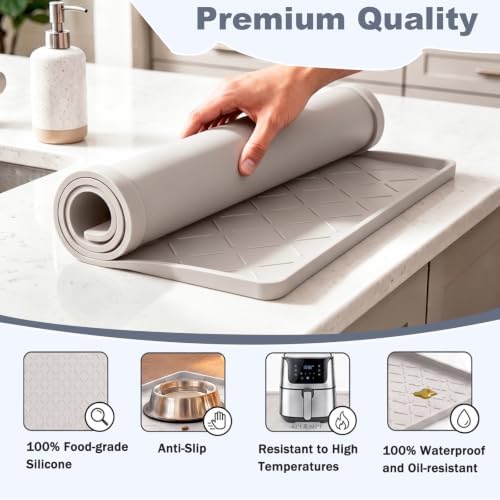 Extra Thick Under Sink Mat Waterproof with Raised Edge 31" x 22"
