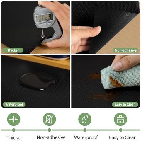 Shelf Liners 24 inch x 20 ft Shelf Liners for Kitchen cabinets nonstick Shelf Lining Drawer Mats EVA Protector for Cupboard (Black,24 inch x 20 ft)