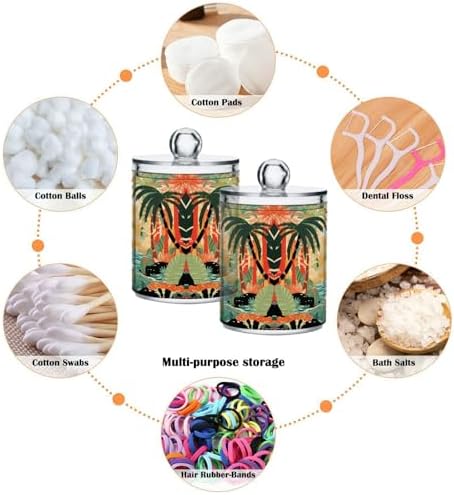 MNSRUU 2 Pack Qtip Holder Organizer Dispenser Cheetah and Forest Pink Bathroom Storage Canister Cotton Ball Holder Bathroom Containers for Cotton Swabs/Pads/Floss