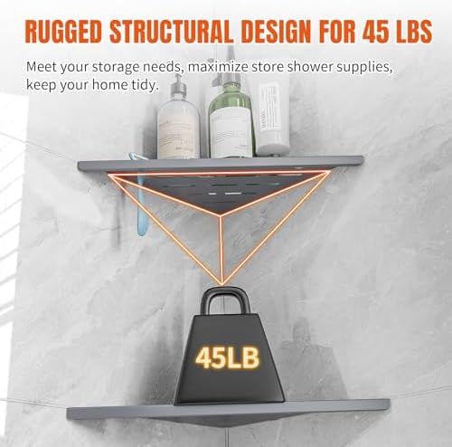 Tile Shower Corner Shelf, Grout-In Shower Shelves for Tile Wall 10" 2 Pack