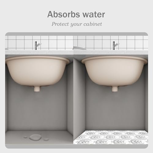 Under The Sink Mat, 24 X 36 in, Durable Premium Mats Protect Kitchen and Bathroom Cabinets (Grey3)