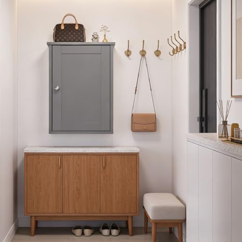 Karl home Grey Wall Mounted Medicine Cabinet, Bath Storage