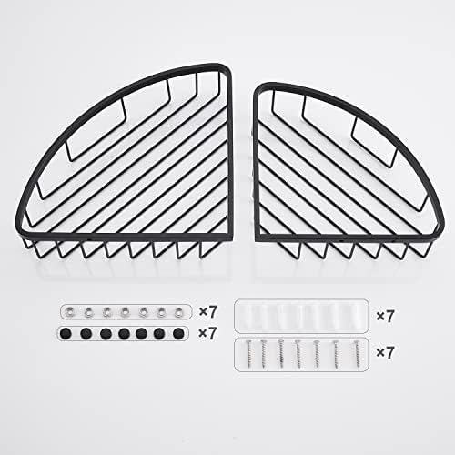 Corner Shower Caddy Organizer, SUS304 Stainless Steel Heavy Duty Rust-Proof Shelf, Wall Mounted Storage Rack for Bathroom, 2 Packs Matte Black