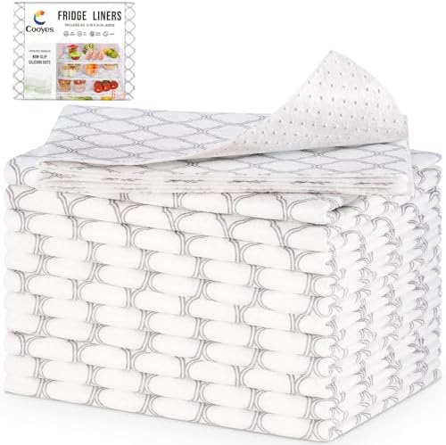 Cooyes Refrigerator Shelf Liners for French Door Fridge, 17.7" × 36" Extra Large, Non-Slip Fridge Liners Machine Washable, Refrigerator Drawer Mats for Glass Shelves Kitchen Cabinet