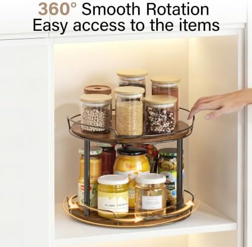 2-Tier Lazy Susan Spice Rack, 10'' Rotating Turntable for Cabinet