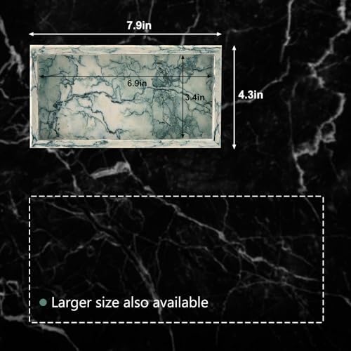 Natural Small Marble Vanity Tray, Stone Organizer for Bathroom & Kitchen