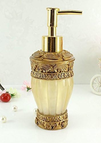 AMSS 5 Piece Stunning Bathroom Accessories Set in Crystal Like Resin Tumbler Dispenser Soap Dish Cups (Yellow)