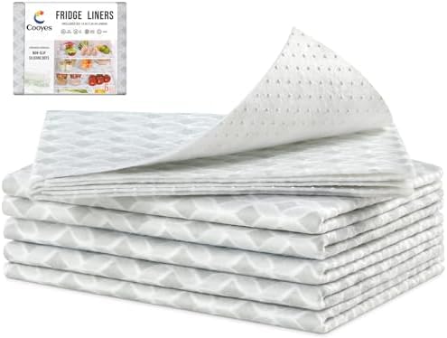 Cooyes Refrigerator Liners, Non-Slip Fridge Liners Washable, Absorbent Refrigerator Shelf Liner for Kitchen Cabinets, Non-Adhesive Refrigerator Mats Fridge bin Liners 12" x 24", 6Pcs