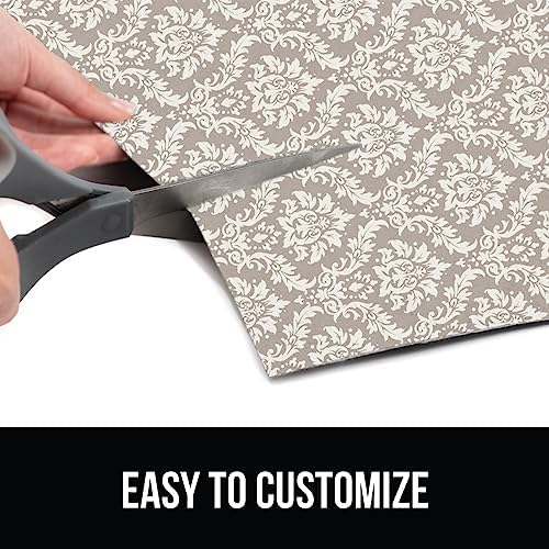 GORILLA GRIP LeakGuard Under Sink Mat for Cabinet, 24x60 Damask Taupe Cream