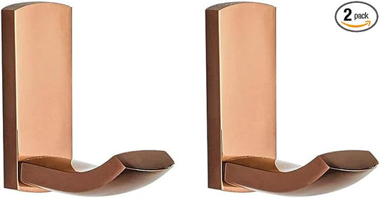 Flybath Coat Hooks Brass Shower Towel Robe Hook for Hanging Stylish Bathroom Kitchen Hooks Wall Mounted, Rose Gold - 2 Pack