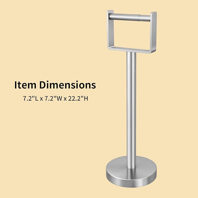 Heavy Duty Toilet Paper Holder Stand, Extra-Weighted Base No Tipping | Stainless Steel Toilet Paper Stand, Free Standing Floor Tissue Roll Holder for Bathroom, Brushed Nickel 200UP