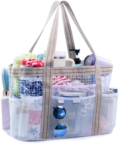 Large Mesh Shower Caddy – Portable ShowerTote with Waterproof Phone Pouch – Quick Dry Shower Bag with Separate Dry & Wet Zones for College Dorm, Gym, Beach Tote, Camping, Travel Essentials