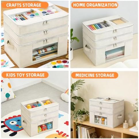 3-Tier Medicine Cabinet Organizer Foldable Storage Box with Handle