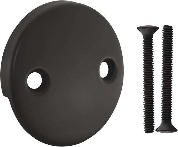 2 Hole Bathtub Overflow Plate, 3-3/16 Inches Diameter, Oil Rubbed Bronze