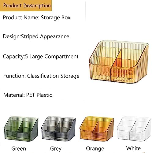 Makeup Organizer Cosmetics Storage Box, Large Capacity Make Up Brush Holder Organizer Vanity Accessories, Bathroom Countertops, Desk Storage Container, Cosmetic Display cases(Yellow-L)