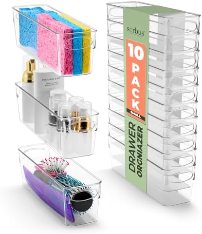Sorbus Fridge Organizers and Storage, Clear Bins (Small, 10 Pack)