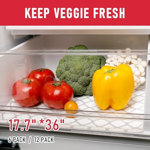 Cooyes Refrigerator Shelf Liners for French Door Fridge, 17.7" × 36" Extra Large, Non-Slip Fridge Liners Machine Washable, Refrigerator Drawer Mats for Glass Shelves Kitchen Cabinet