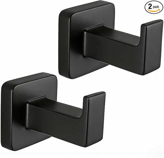 Matte Black Square Wall Hanger, Towel Hanger, Wall Mounted, Bathrobe Hook Kitchen Hooks 2 Bathroom Hooks