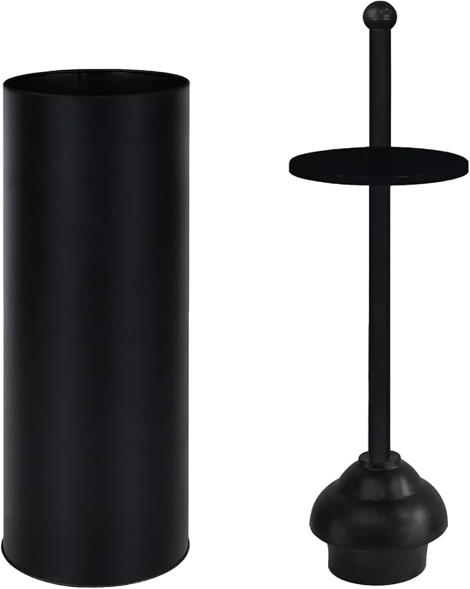 Toilet Plunger with Holder for Bathroom - Deep Cleaning - Heavy Duty - Strong Efficient Suction Cup - Household Essentials - Household Supplies, Matte Black